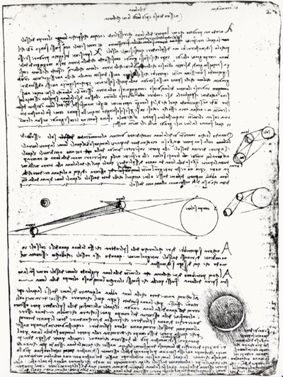 Astronomical Diagrams, fol. 2r from the Codex Leicester by Leonardo da Vinci